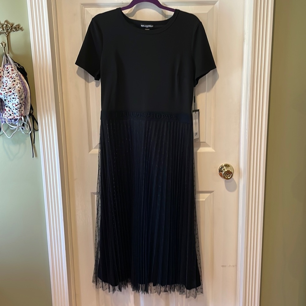 🆕 Karl Lagerfeld Paris Pleated A-Line Dress NWT - Picture 1 of 15